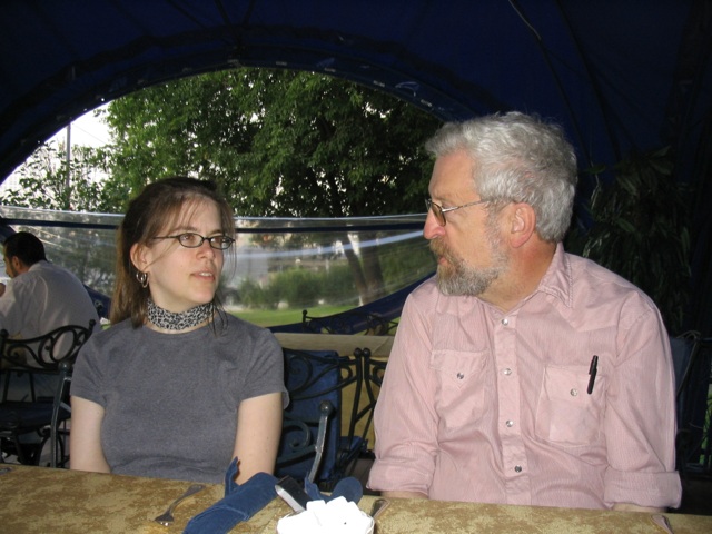 Abby and Lorman at a Restaurant